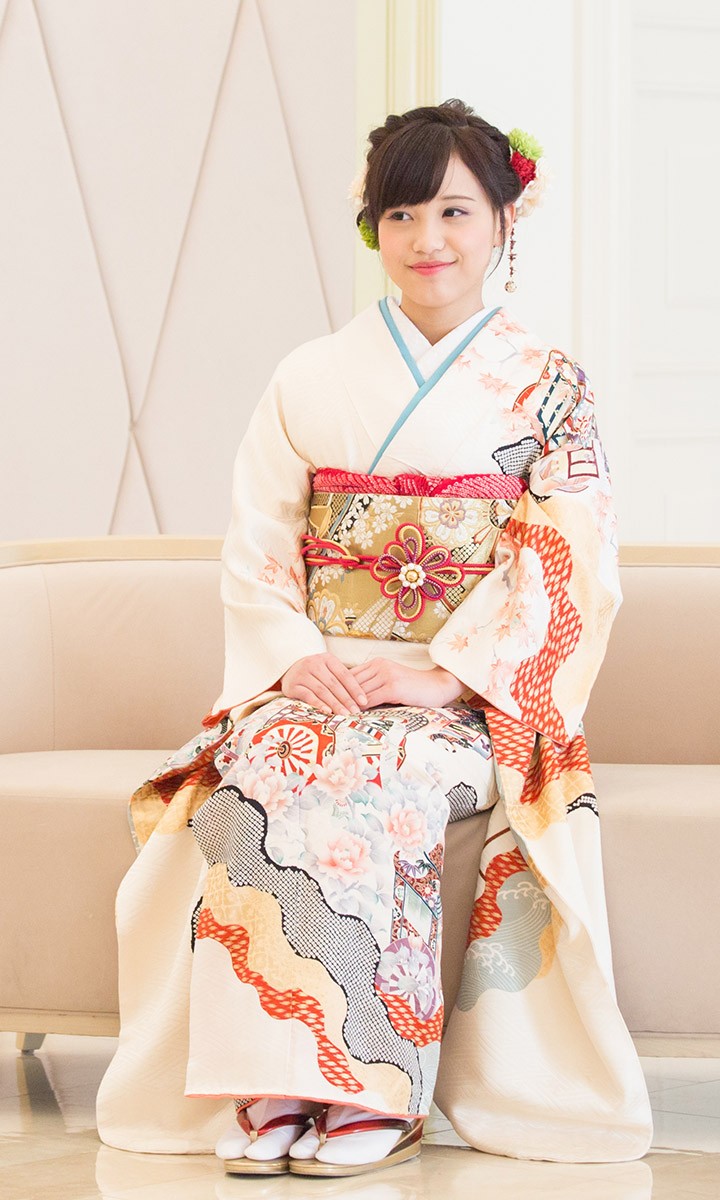 振袖レンタル 成人式 高級正絹 FS-014 白系 振袖 レンタル 式典 正絹