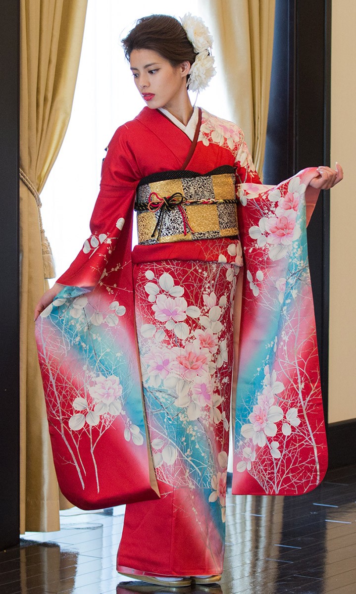 高級正絹 振袖レンタル 送料無料 FS-035 赤系 振袖 成人式 レンタル