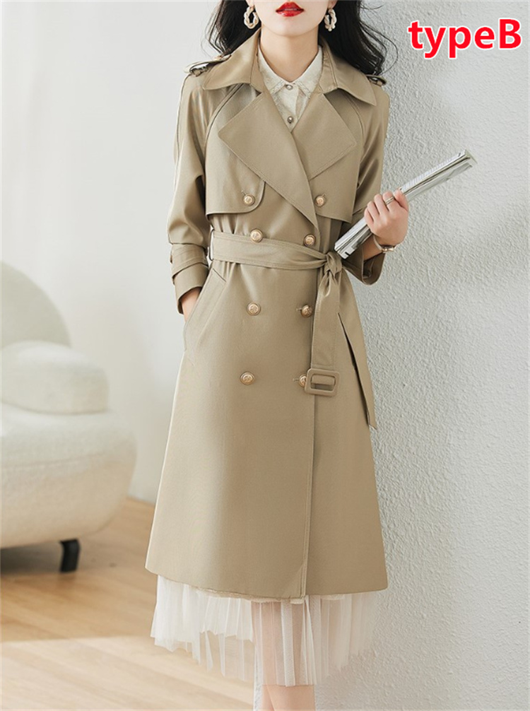 レディース トレンチコートスプリングコート 大きいサイズ 細見え