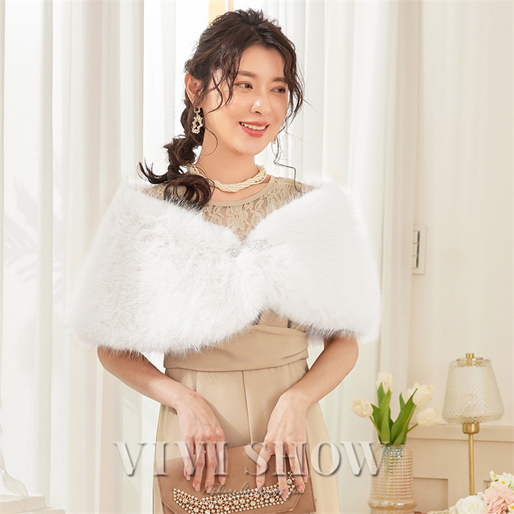 ボレロ 結婚式 服装 ファー ケープ ドレス 羽織り ショール ストール