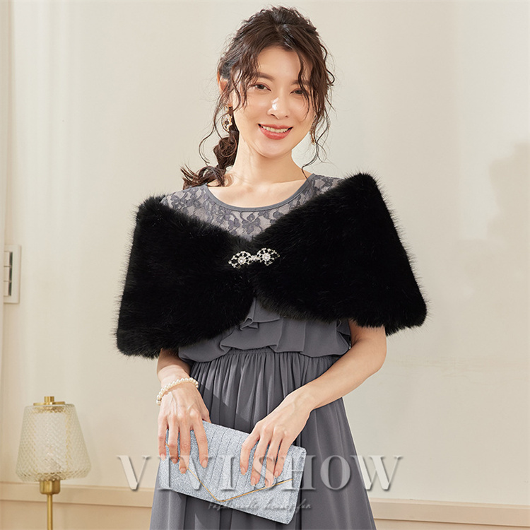 ボレロ 結婚式 服装 ファー ケープ ドレス 羽織り ショール ストール