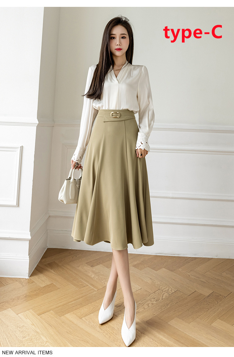 スカート ひざ丈 フレアスカート レディース 膝丈 Aライン ミモレ丈