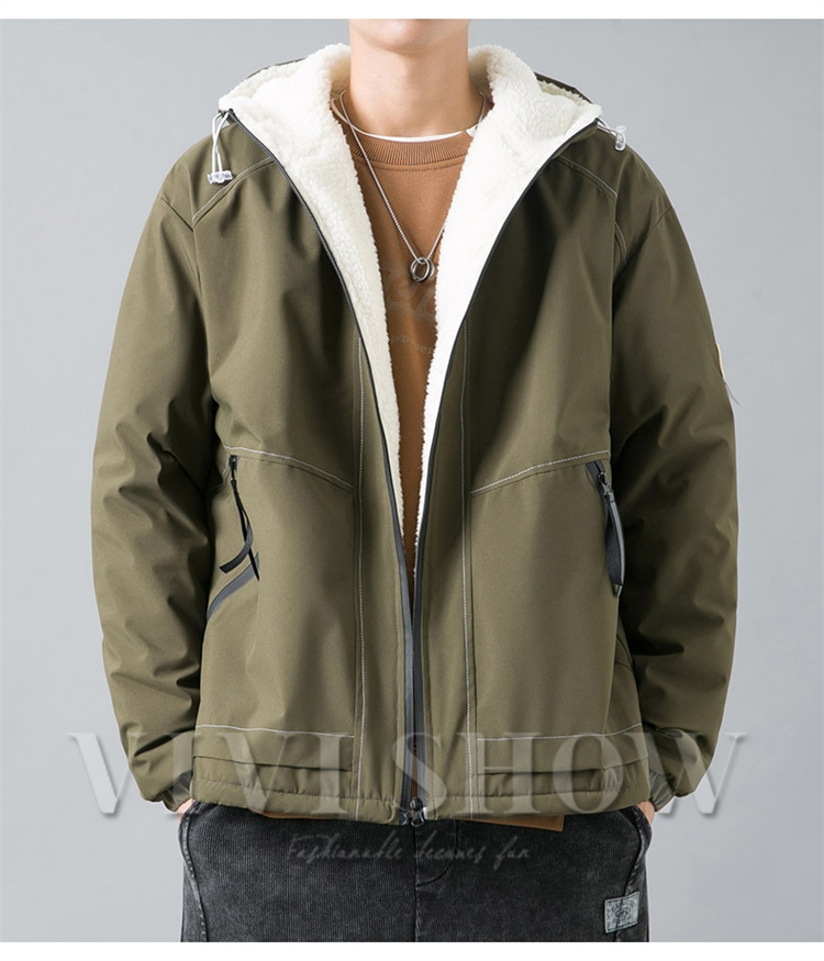 ウールジャケット フード付きジャケット メンズ 裏ボア コート 裏起毛