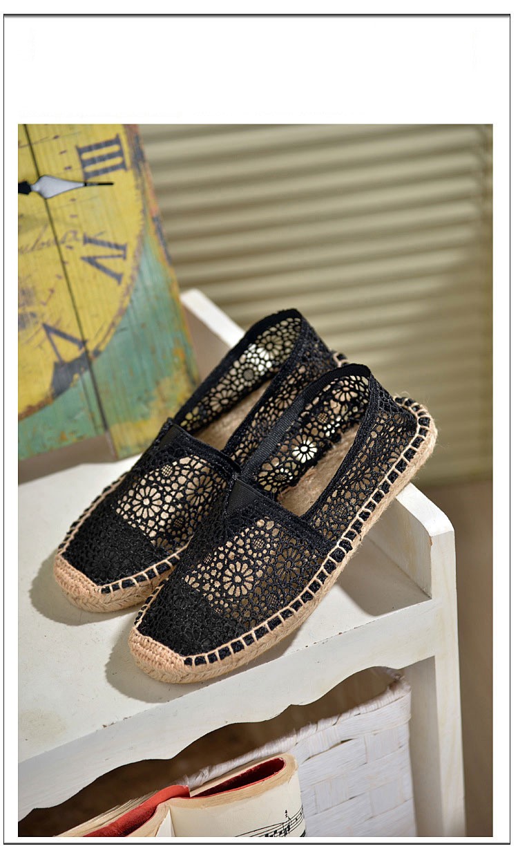 エスパドリーユ 花柄 スリッポン フラットシューズ レース レディース