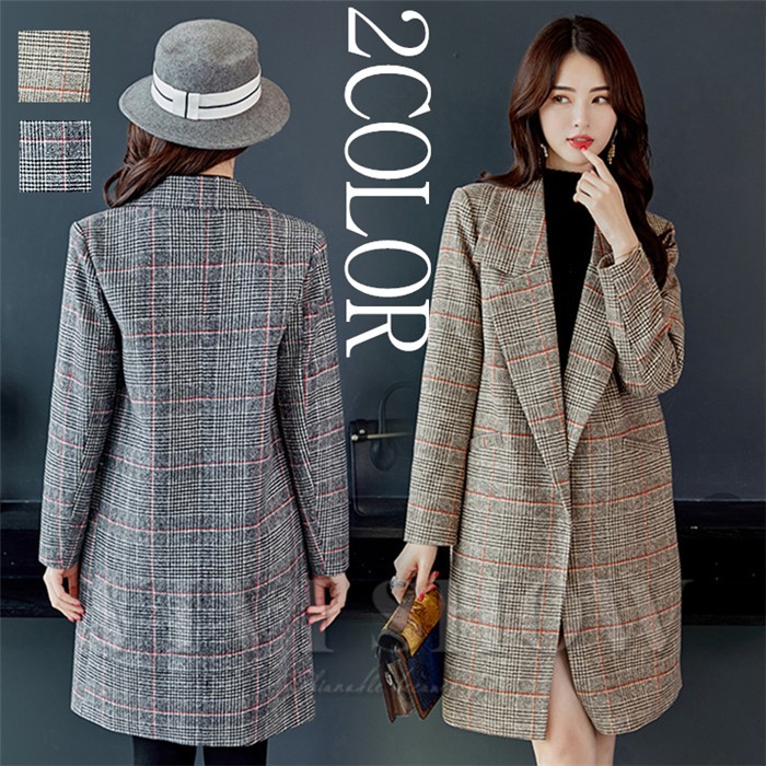 短納期 チェスターコート ロングコート コート チェックコート グレン