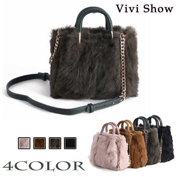 ファーバッグ ハンドバッグ ショルダーバッグ レディース 2way