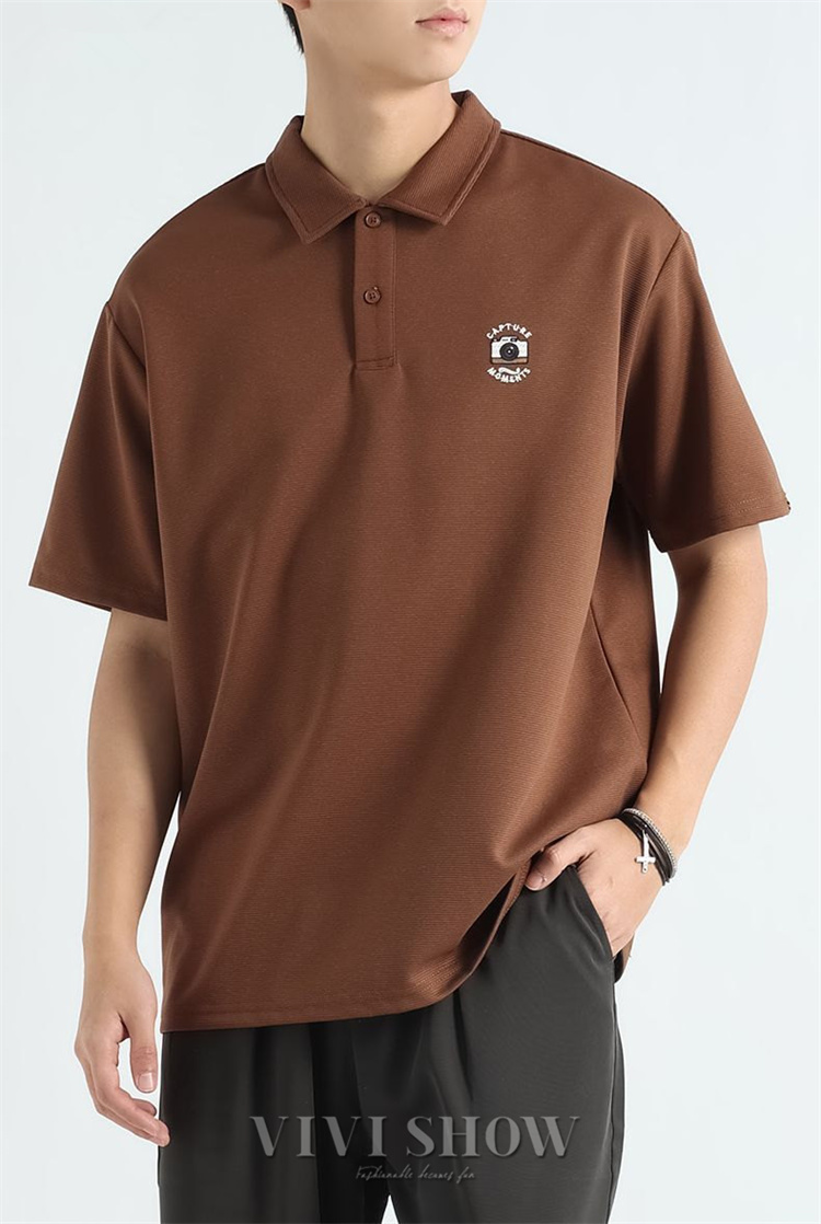 ポロシャツ 半袖 ワンポイントワッペン メンズ シャツ トップス ポロ