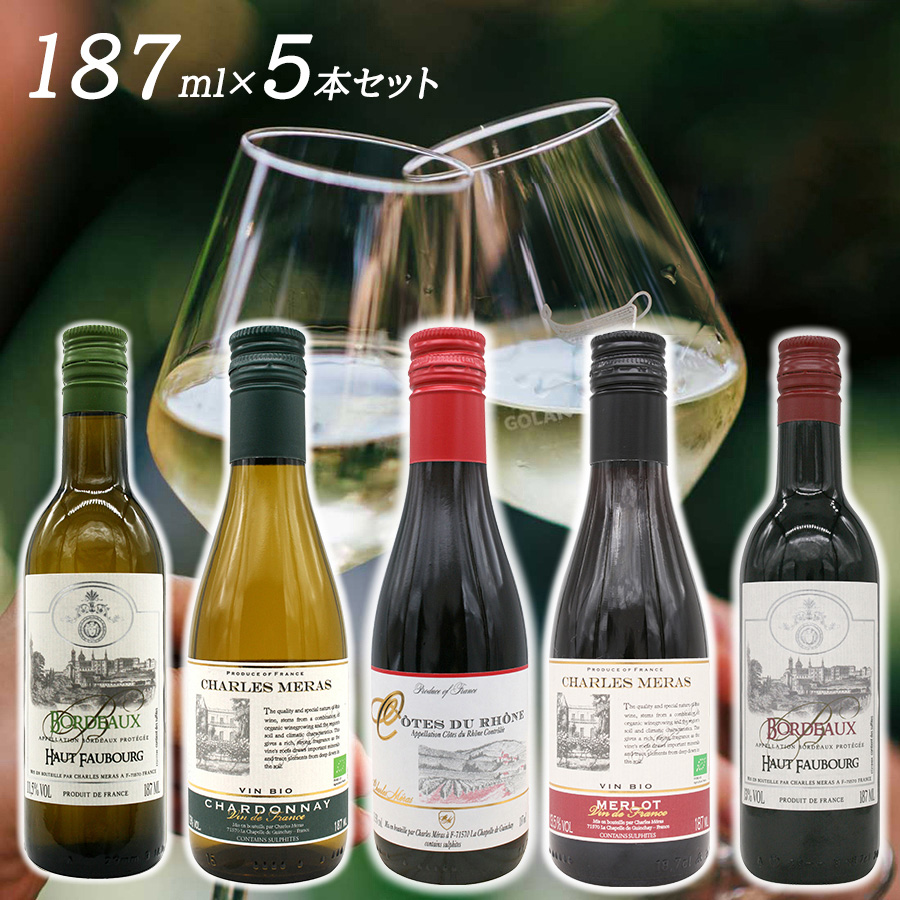 ワイン ミニボトル 187ml 飲み比べセット 5本 赤ワイン 白ワイン 辛口