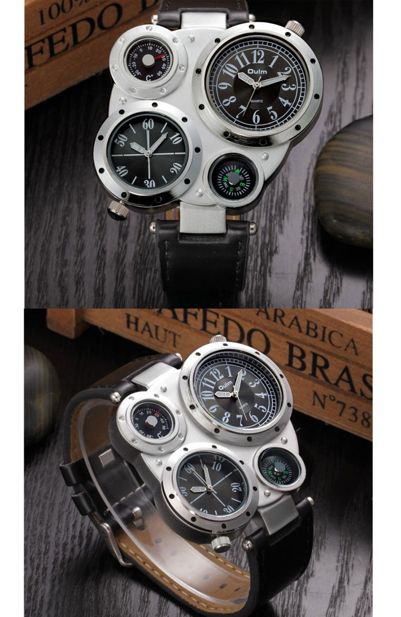 2フェイス 腕時計 メンズ ビッグフェイス仕様 クオーツ ラウンド