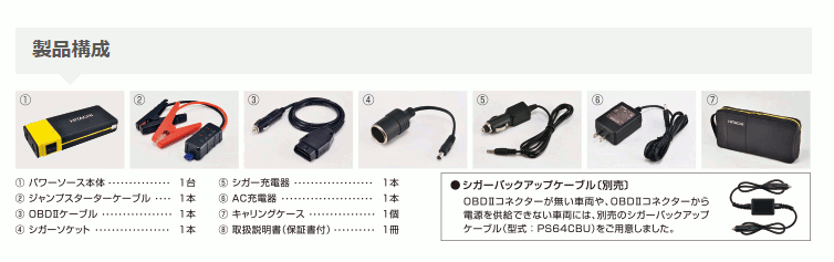 日立 HITACHI ポータブルパワーソース ジャンプスターター 12V車専用