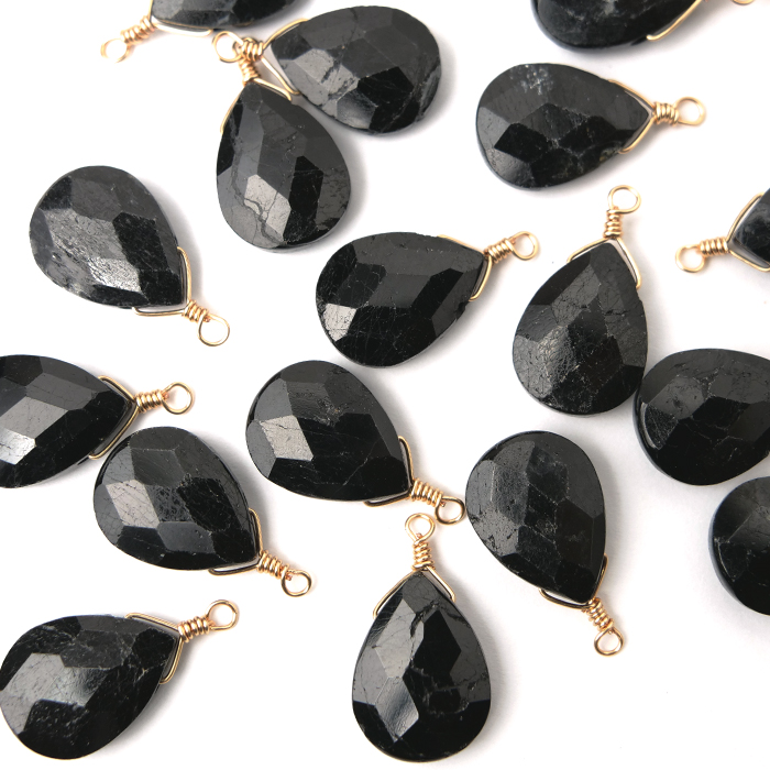 1個売り】天然石 ブラックトルマリン ペアシェイプ 約19×14mm K14GF