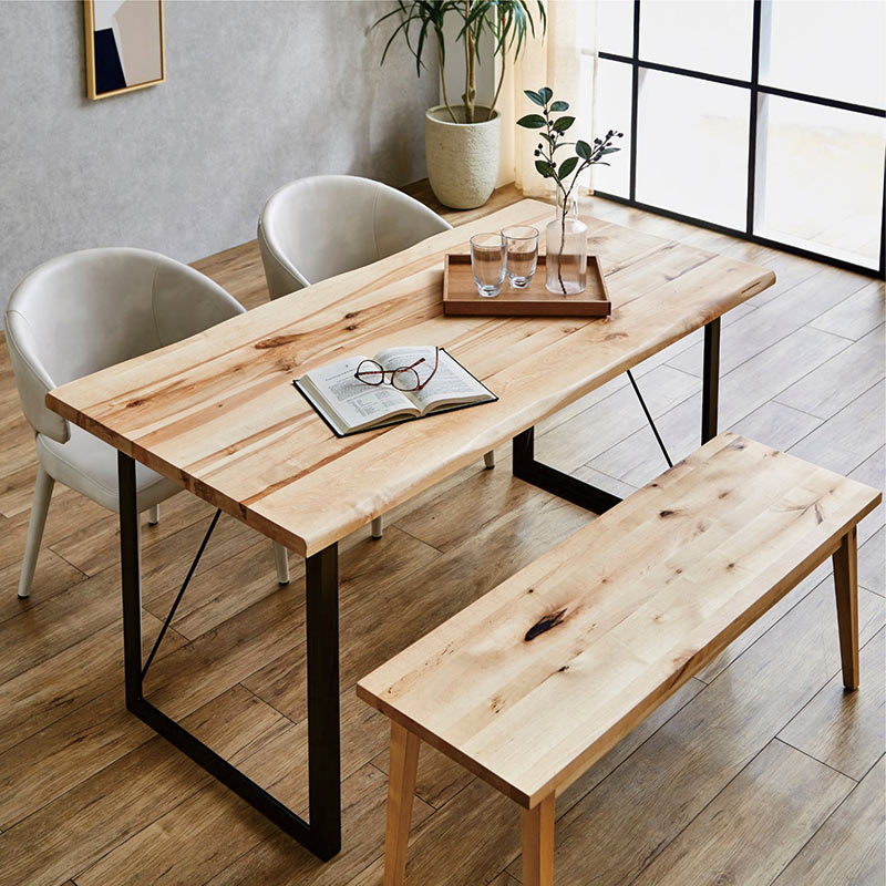 無垢材 ダイニングテーブルセット 4人掛け 幅150cm ベンチ チェア付