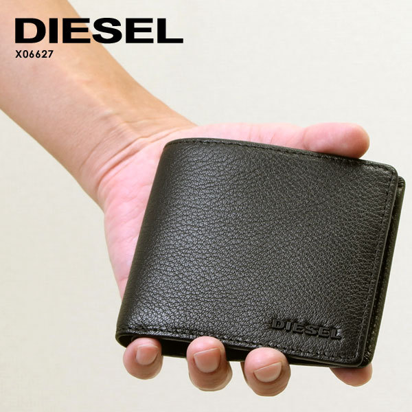 DIESEL（ディーゼル） HIRESH S 二つ折り財布 メンズ ブラック 黒 羊革