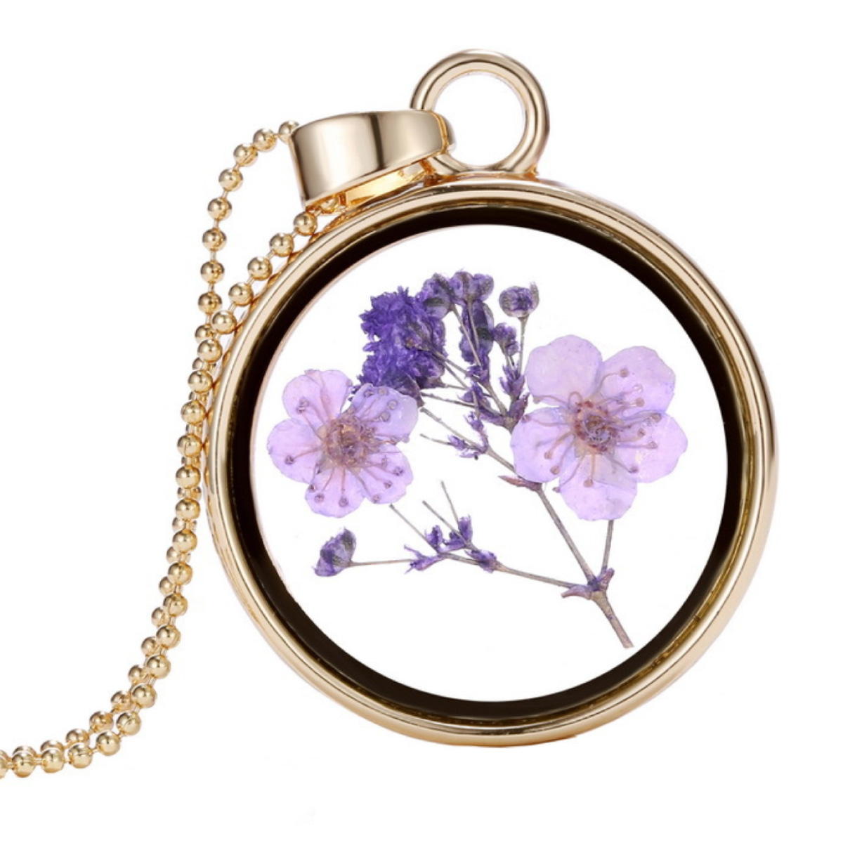 ネックレス ペンダント ドライフラワー 花 植物 ボタニカル カスミソウ