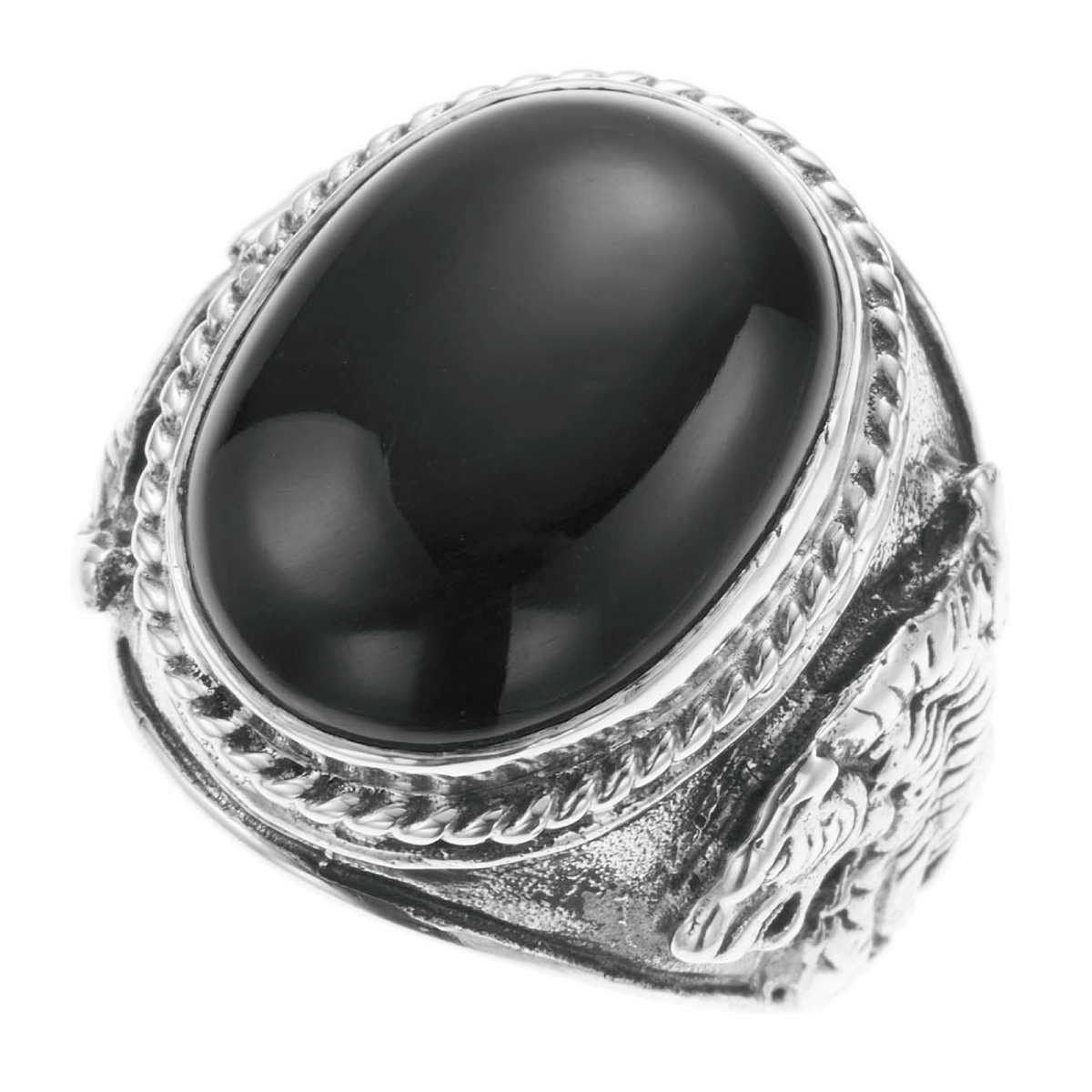 リング シルバー925 オニキス 虎 トラ タイガー 動物 アニマル 幅広