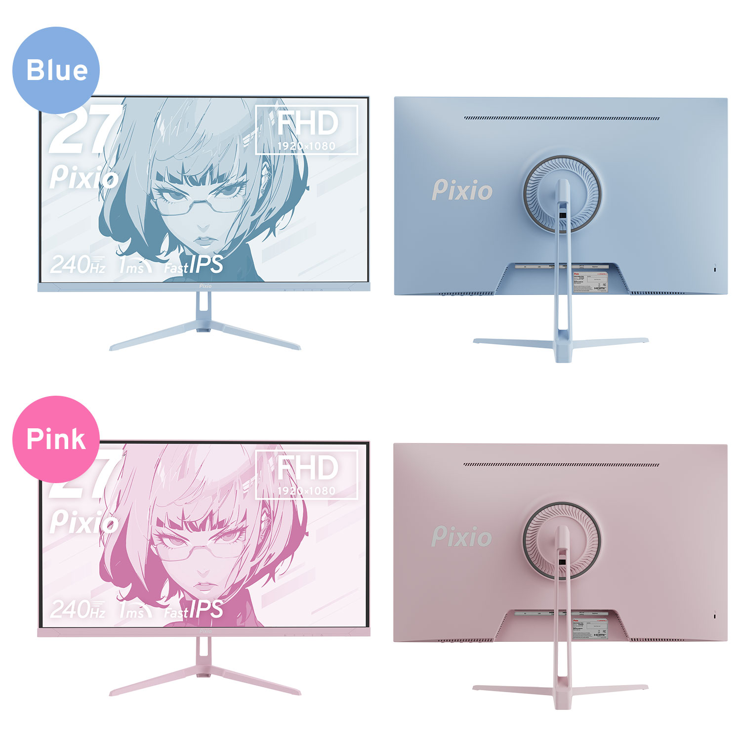 Pixio PX279 Wave ゲーミングモニター 240Hz 27インチ 白 パステル