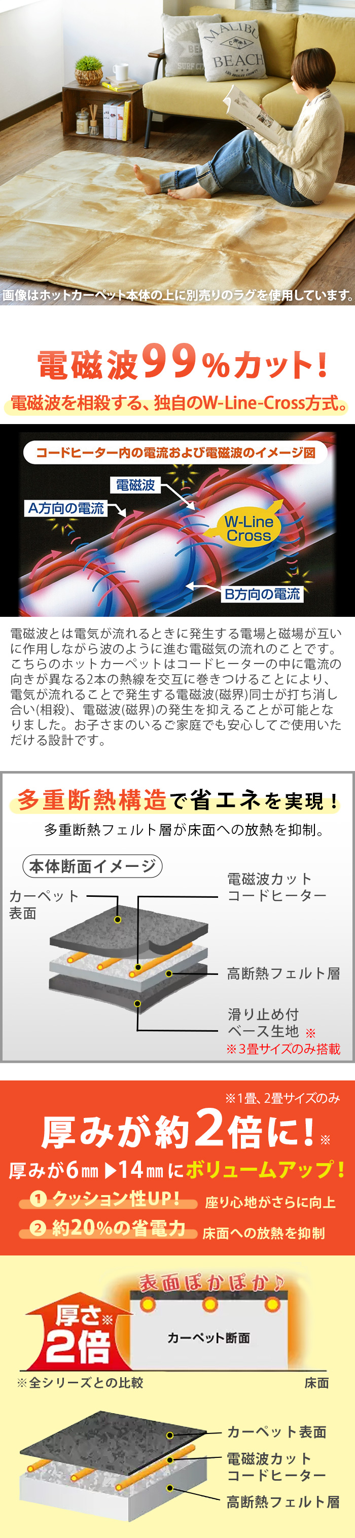 zenken ゼンケン 電気ホットカーペット 単体 《2畳タイプ》 ZCB-20P