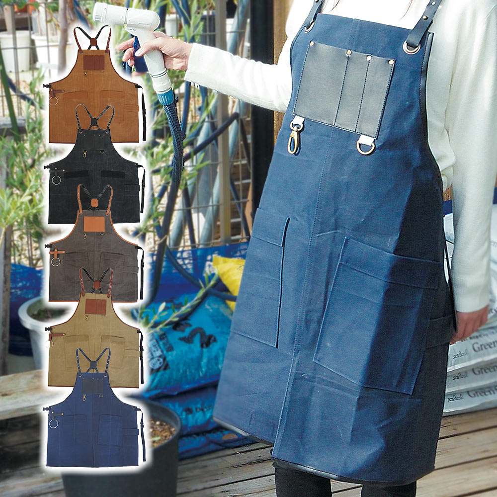 エプロン ロング丈 肩掛け たすき掛け 撥水 おしゃれ ヴィルワーク