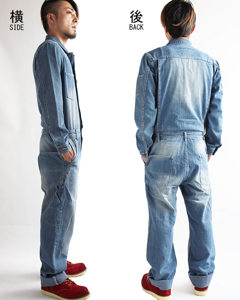 デニム ツナギ つなぎ メンズ オールインワン オーバーオール ジーンズ