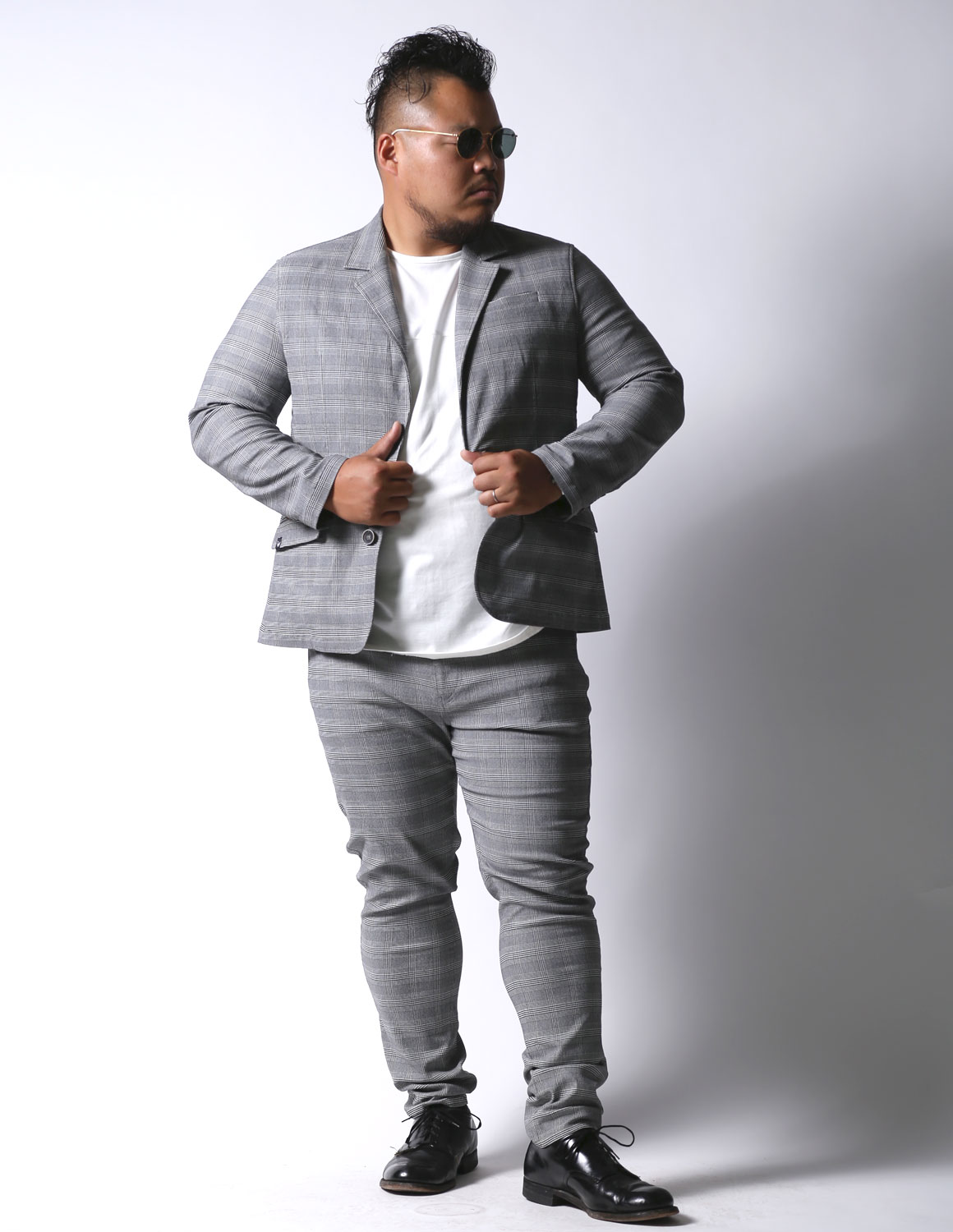 大きいサイズ カジュアルスーツ メンズ 感鯨 グレンチェック 千鳥