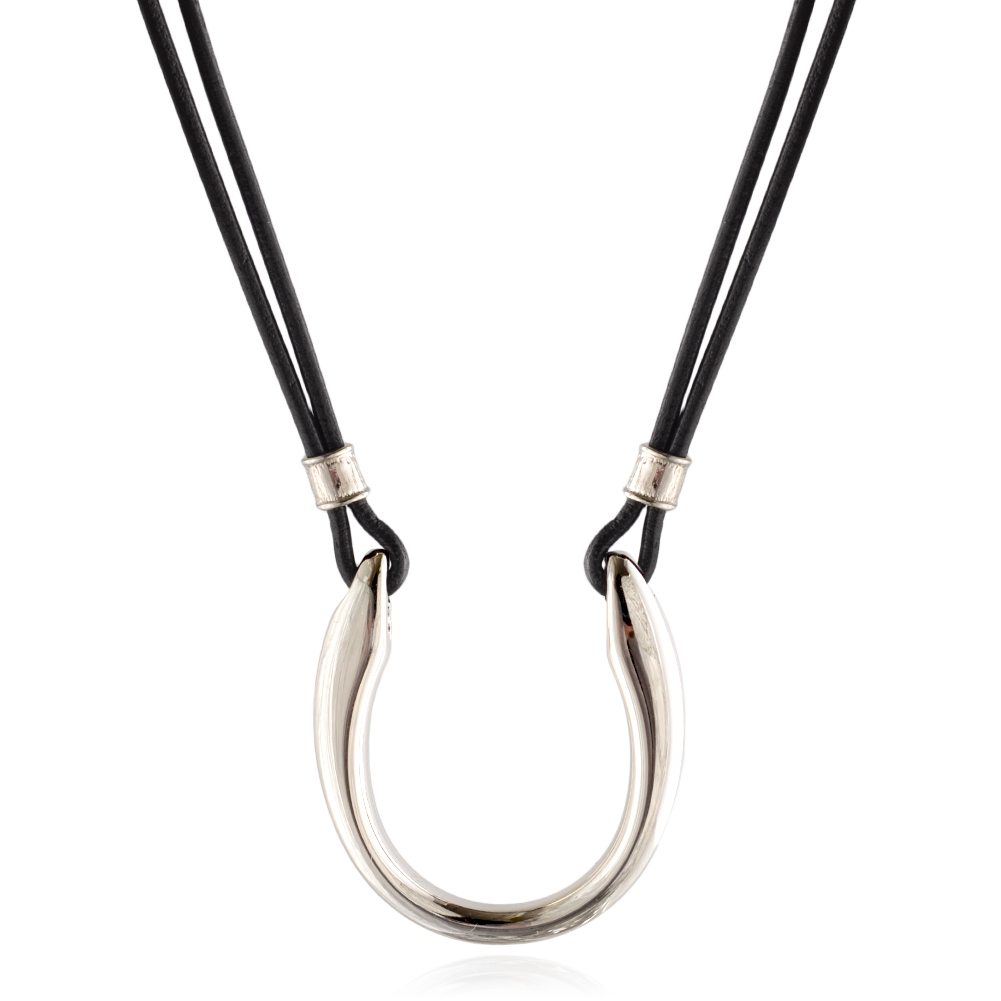 メガネホルダー サングラスホルダー ネックレス 革ひも 馬蹄 首掛け