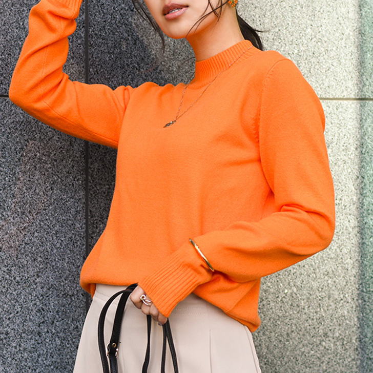 REAL STYLE ニット レディース 秋冬 トップス 長袖 ハイネック ボトル