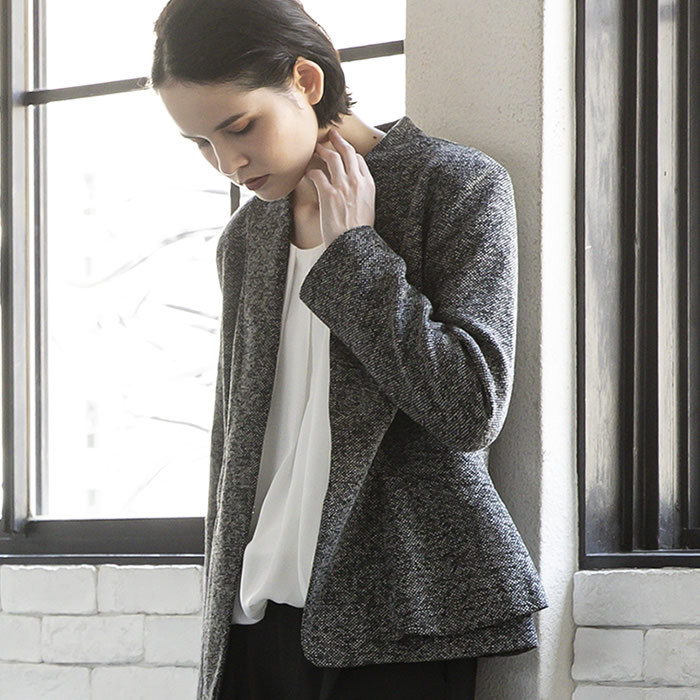 aquagarage（アクアガレージ） ジャケット ノーカラー ツイード