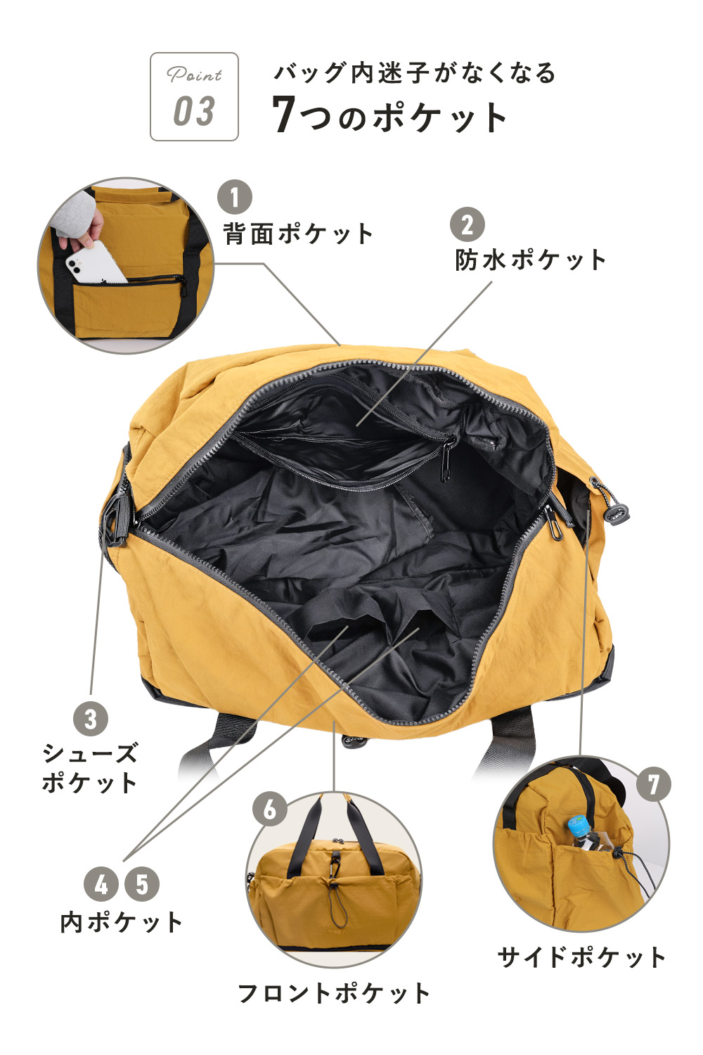 ボストンバッグ 大容量 キャリーオンバッグ 一泊旅行 3way シューズ