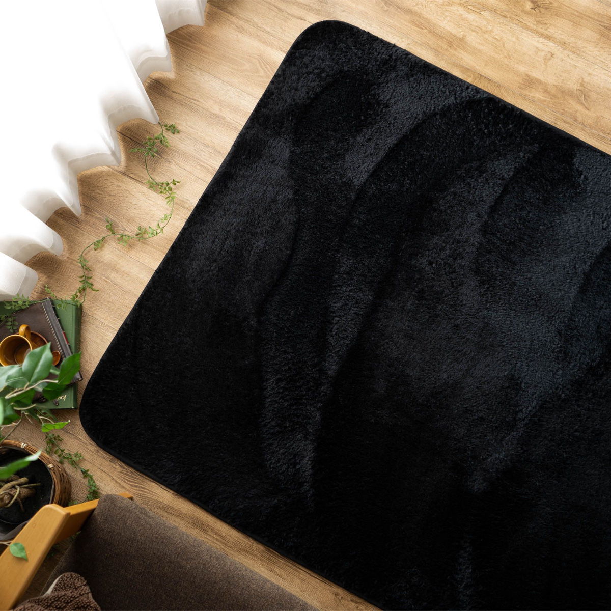 サヤンサヤン シャギー ラグ 洗える 毛足 短い 2畳 マット 190×190