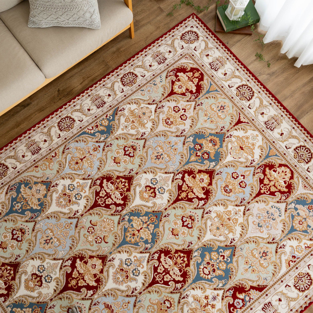 サヤンサヤン ゴブラン織り ラグ カーペット 約2畳用 200x200 ペルシャ