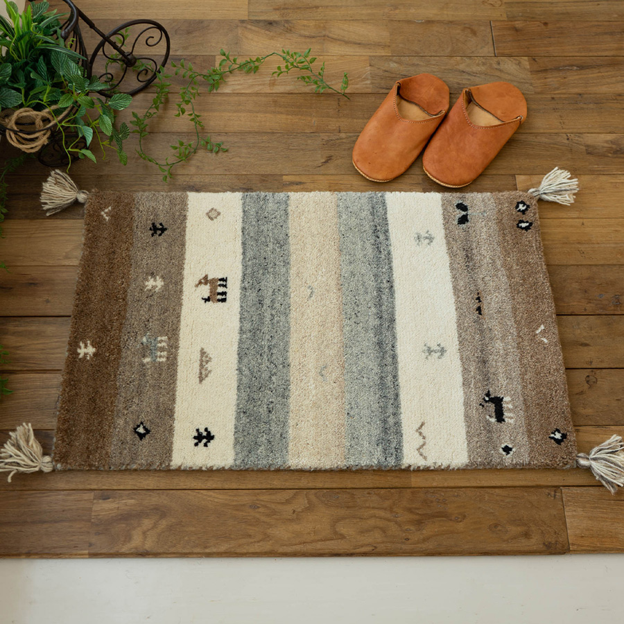 サヤンサヤン 玄関マット ギャベ ギャッベ 45x75 室内 屋内 おしゃれ