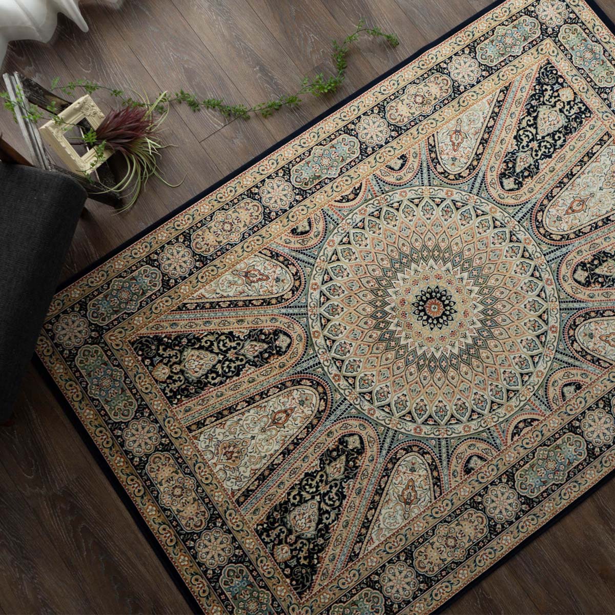 サヤンサヤン ラグ 薄手 ペルシャ絨毯 柄 カーペット 約 2畳 用