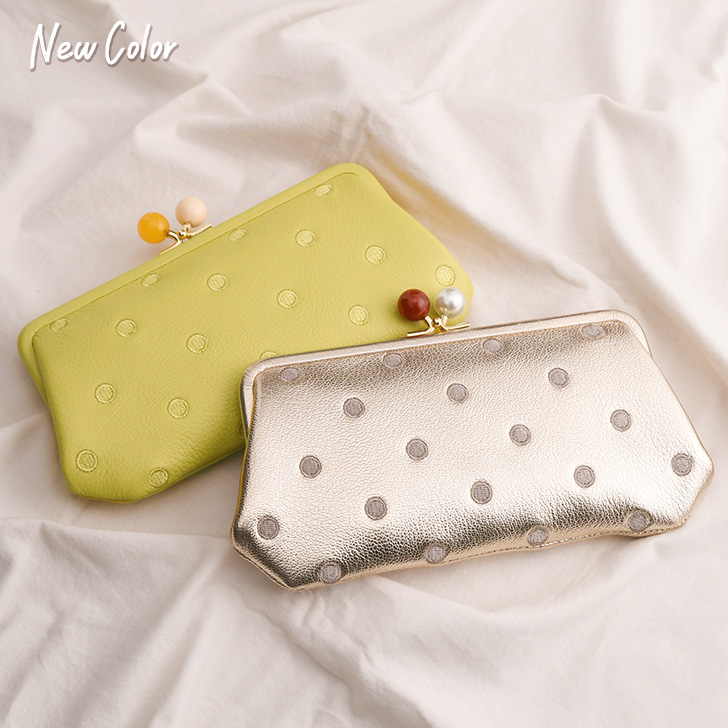 perche（ペルケ） 財布 長財布 がま口 ドット アクリル玉 レディース