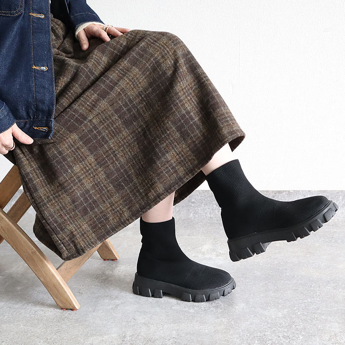 uricca（ウリッカ） 靴 レディース シューズ ソックスブーツ 秋 冬 黒