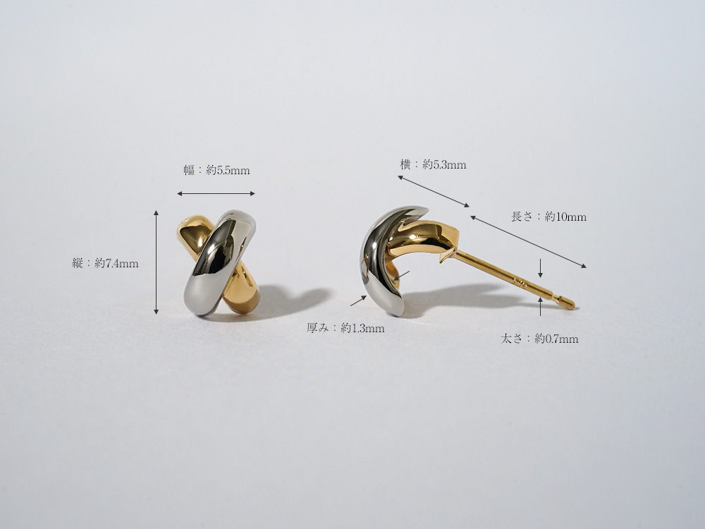 K18/Pt クロッシング コンビ ピアス レディース 女性用 18K 18金 Pt