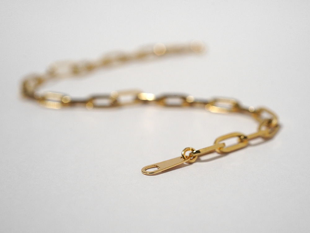 K18 ペーパークリップ ブレスレット 3.5mm チェーンブレスレット