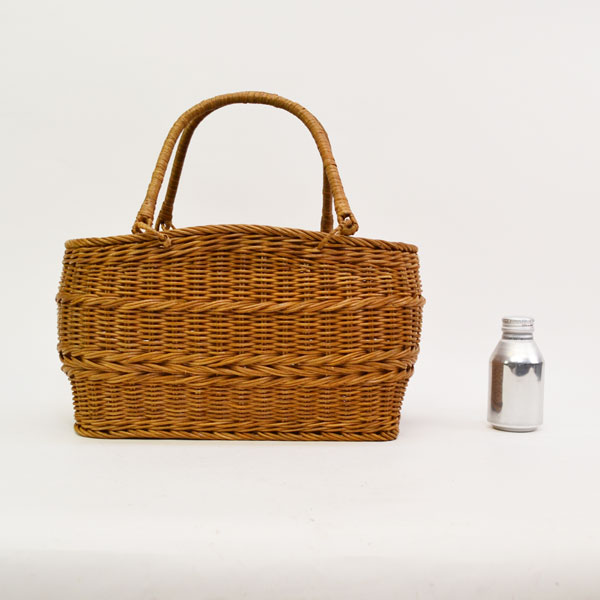 ラタンバスケット 買い物かご 大きめ 籐かご かごバッグ収納 : ラタン