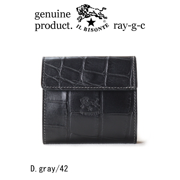 IL BISONTE（イルビゾンテ） 財布 クロコ型押しスクエアウォレット 二
