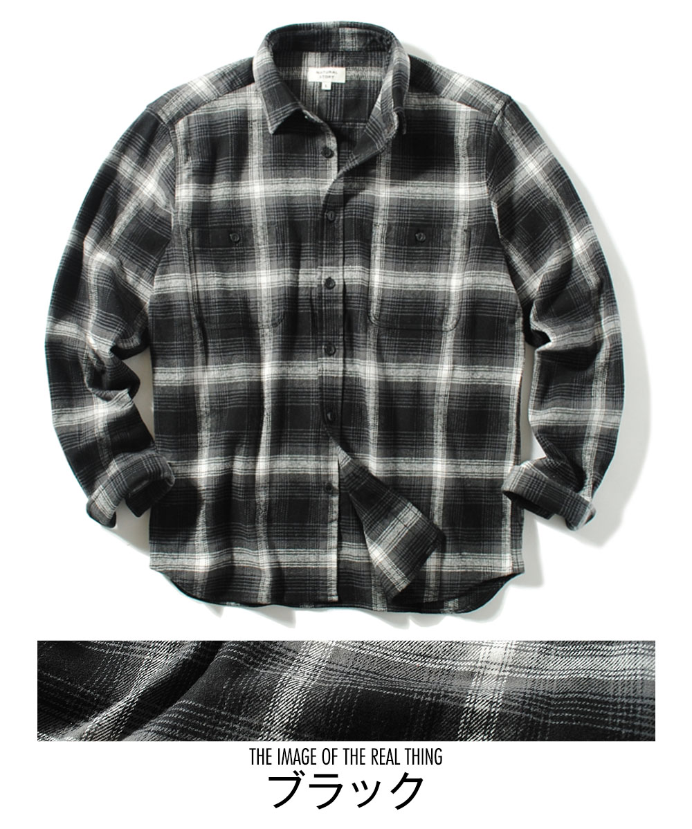 チェックシャツ ミドルウェイト ネルシャツ コットン100% 厚手 長袖 綿