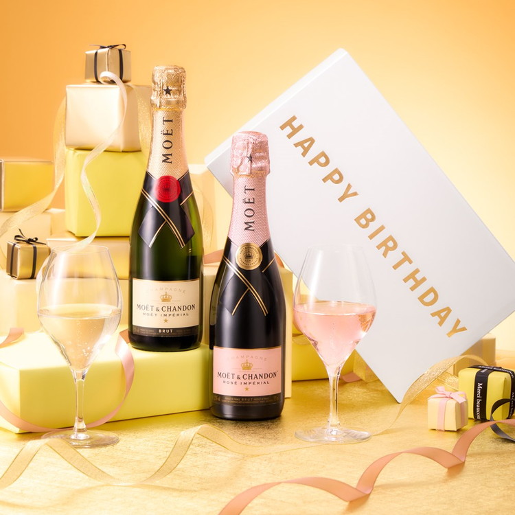 バースデーBOX】モエ・エ・シャンドン ハーフボトル 紅白飲み比べ2本