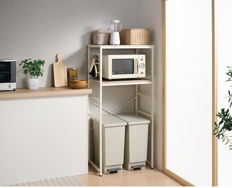 キッチンラック ゴミ箱上ラック 幅64 奥行45 高さ140cm 可動棚 省