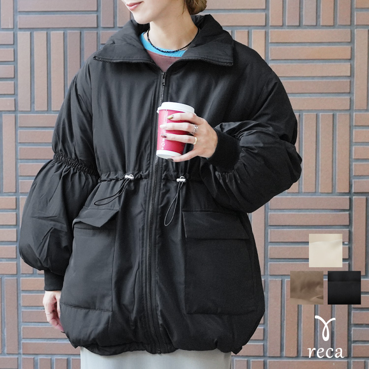 reca（レカ） ドロストギャザースタンドカラーコート y8212 レディース