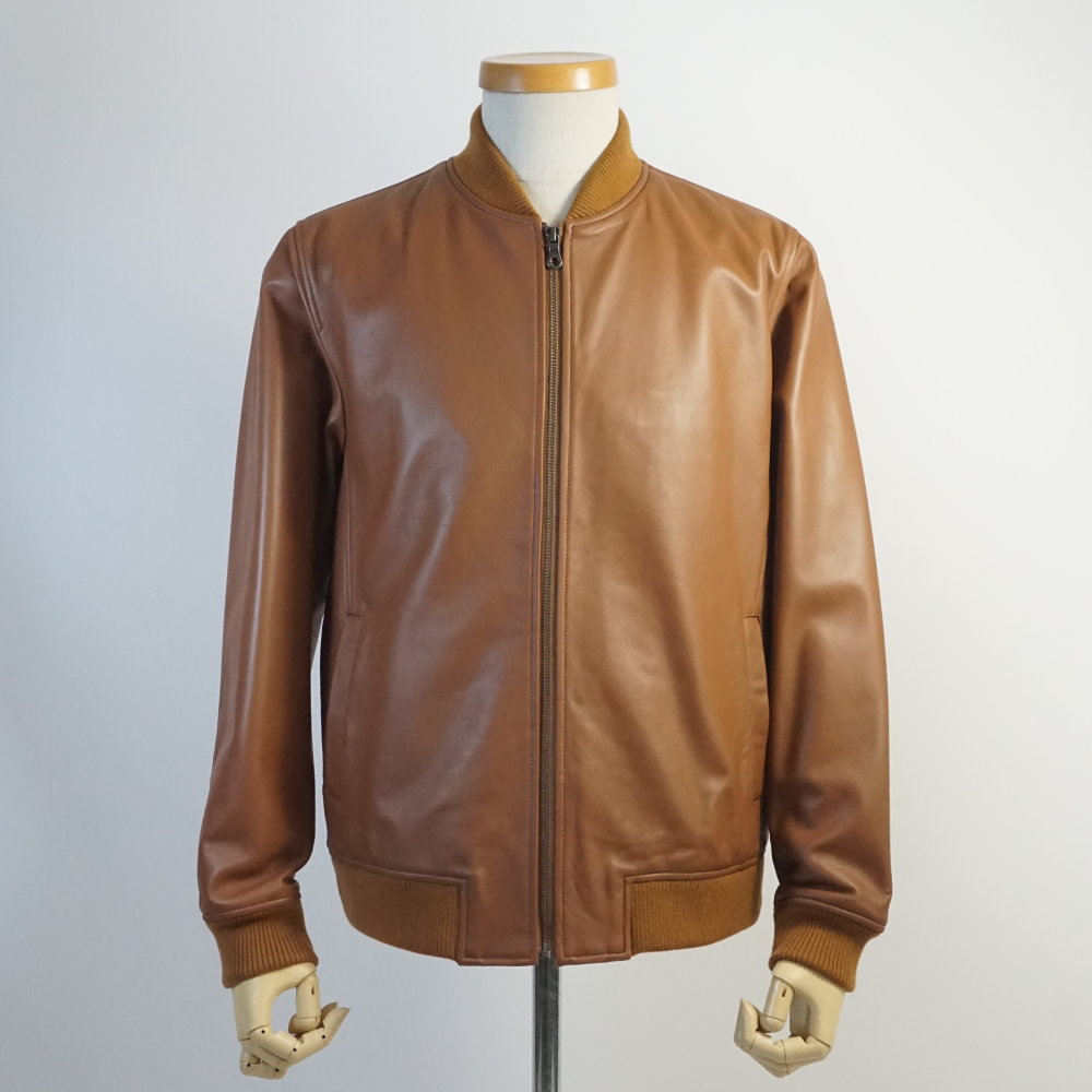 レザージャケット キャメル ライトブラウン 羊革 MA-1 革ジャン
