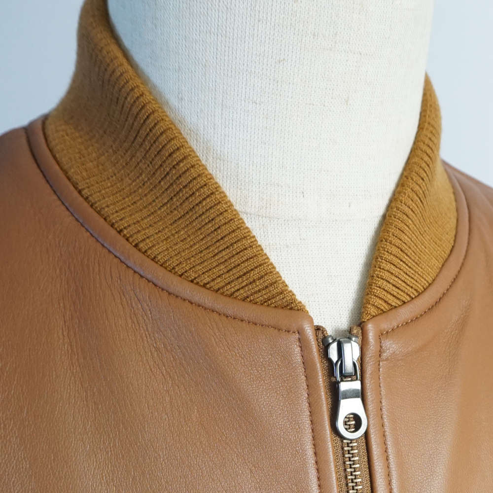 レザージャケット キャメル ライトブラウン 羊革 MA-1 革ジャン