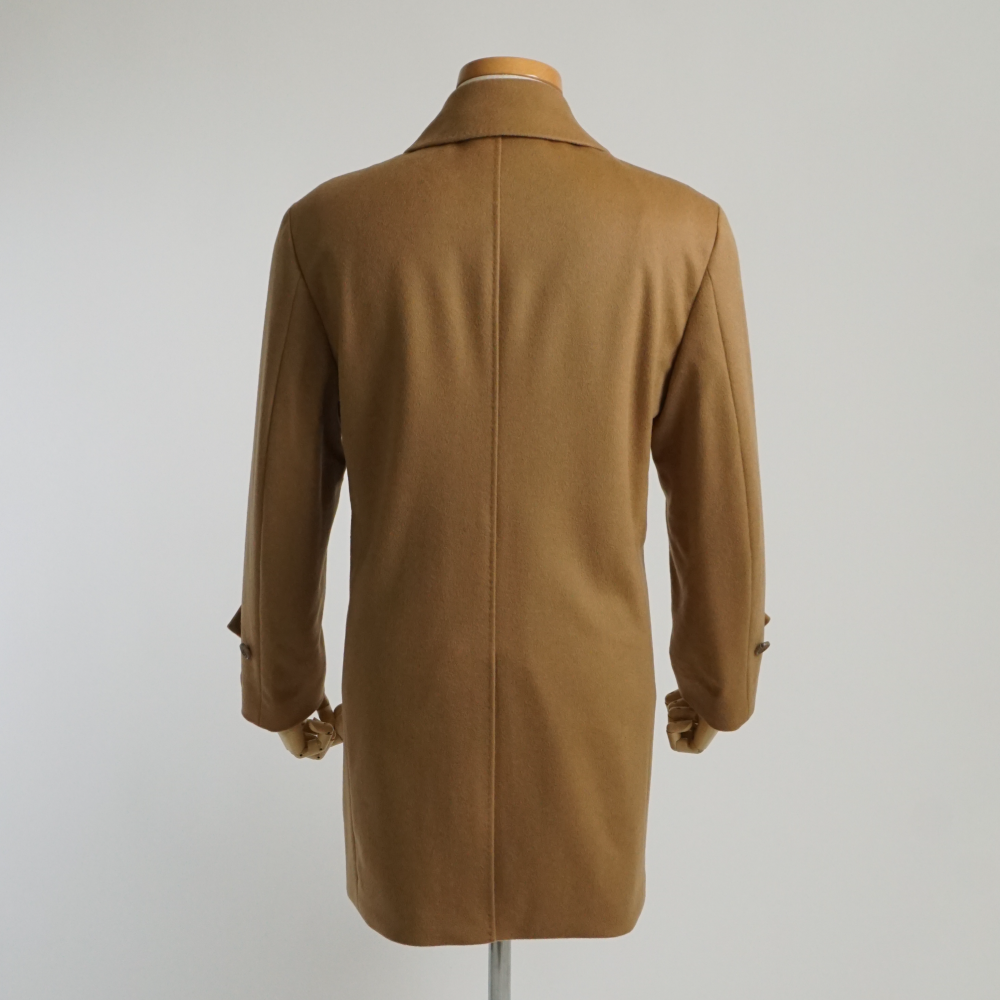 カシミヤブレンド ステンカラー ハーフコート キャメル メンズ ウール