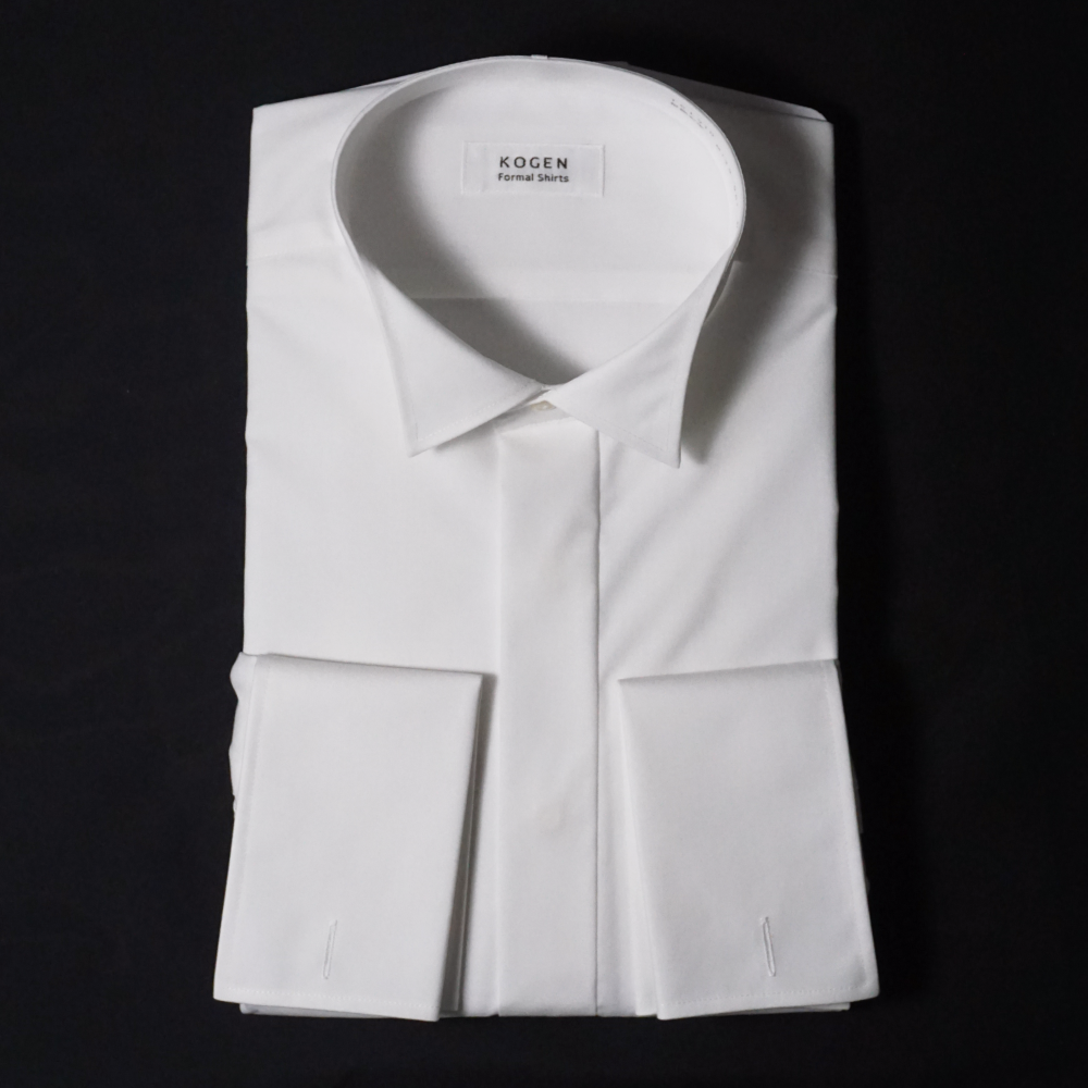 ウイングカラーシャツ メンズ 形態安定 ダブルカフス 比翼 フライ