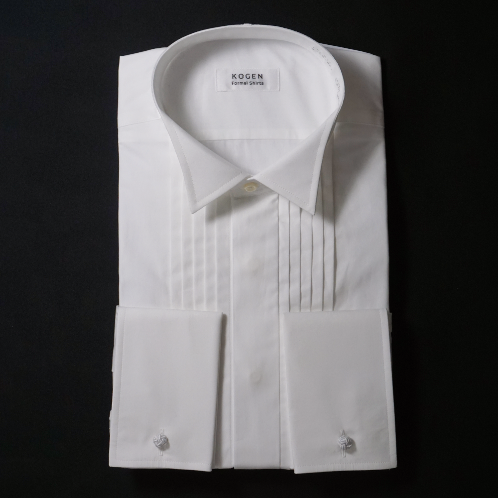 ウイングカラーシャツ メンズ 綿100% ピンタック プリーツ フライ