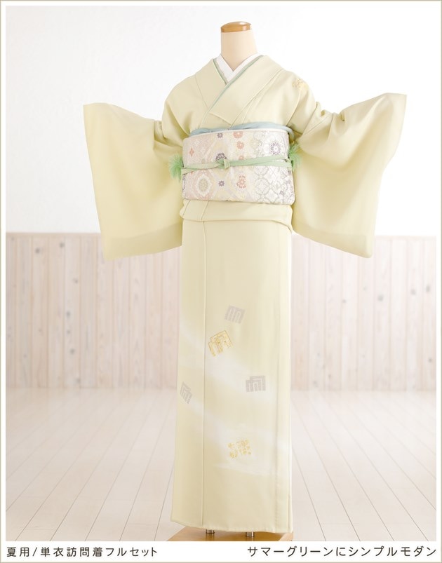 夏用 単衣 訪問着レンタル sh1086 着物レンタル フルセット ママ 母親