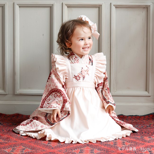 七五三 着物 3歳 レトロ 753 こども 赤 レンタル 女の子 モダン 大正