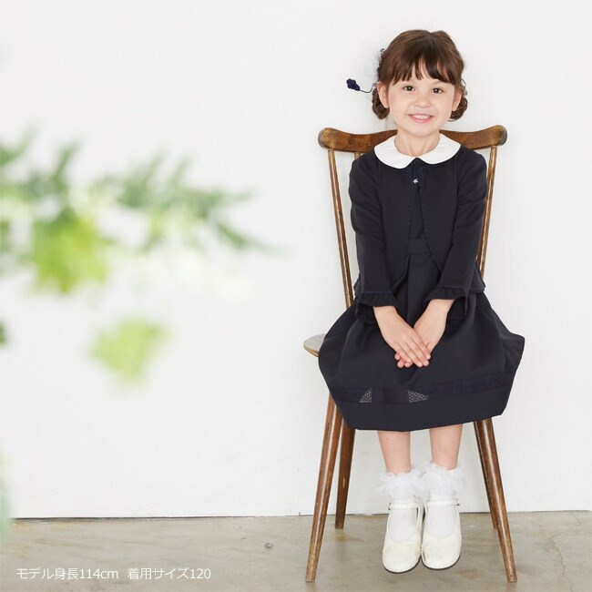 入学式 ファミリア 卒園式 レンタル 子供服 半袖 紺ワンピース 七五三